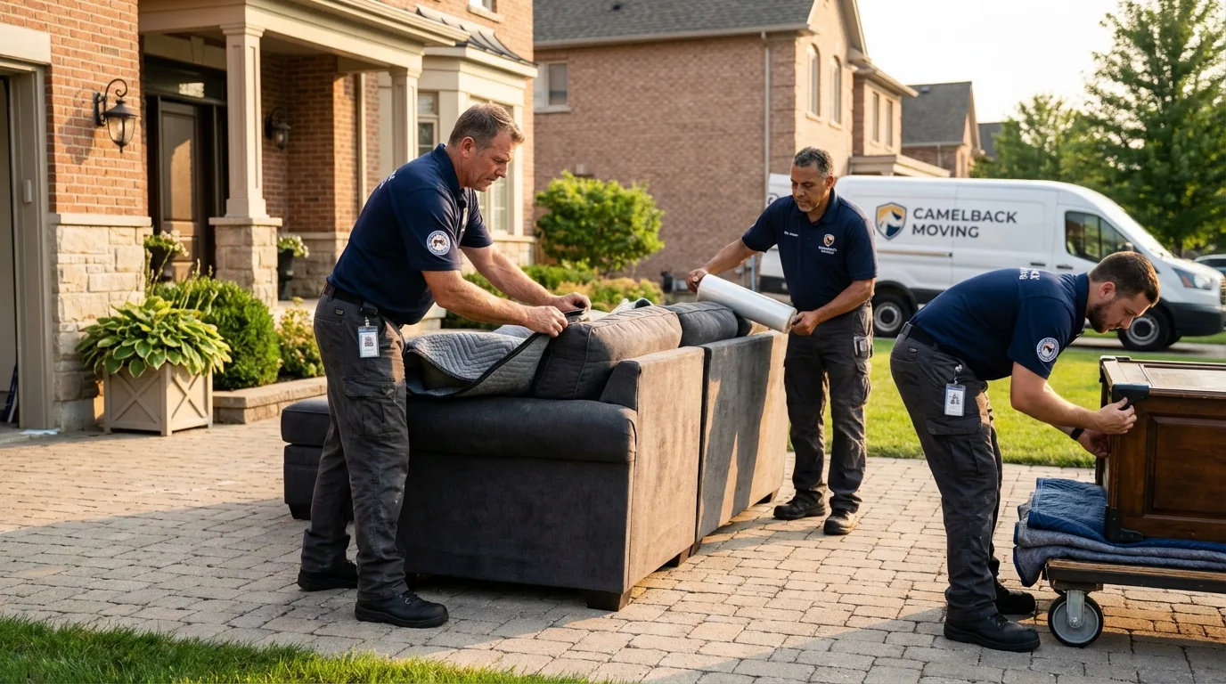 Large estate moving crew wrapping furniture in Pine Grove, CA