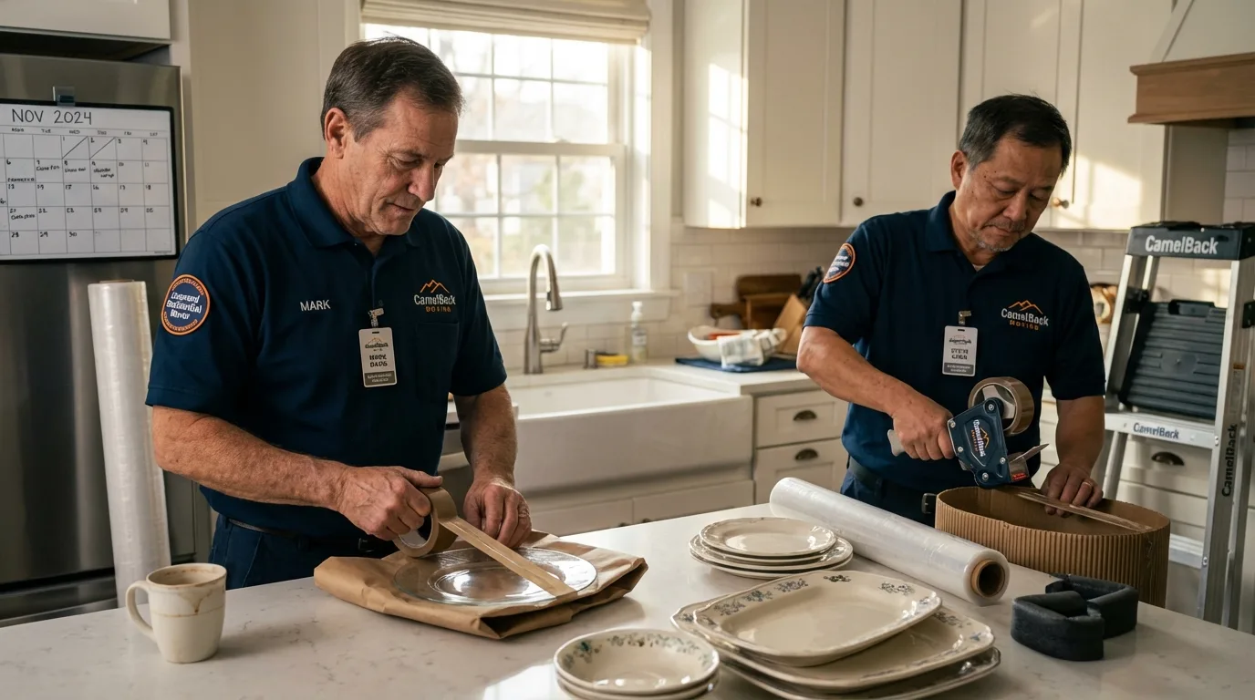 Professional crew packing kitchen dishware in Pine Grove, CA